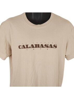 Calabasas T Shirt Mens Size Large Beige Los Angeles Travel Destination Tee